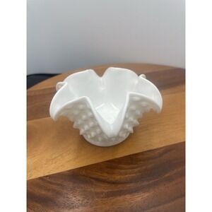 Vintage Fenton Milk‎ Glass Hobnail BonBon Dish